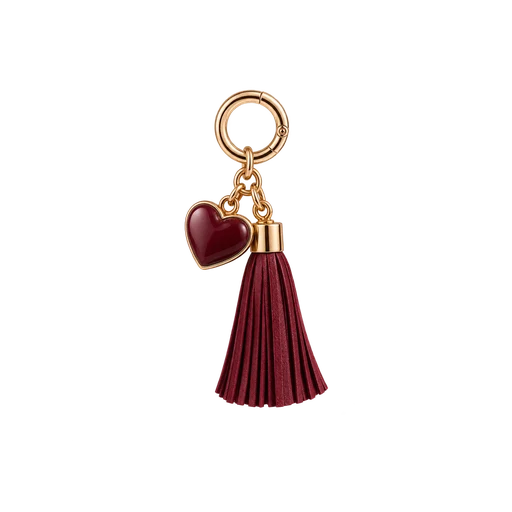 Chaveiro de coração com tassel vinho — Aurora Ateliê